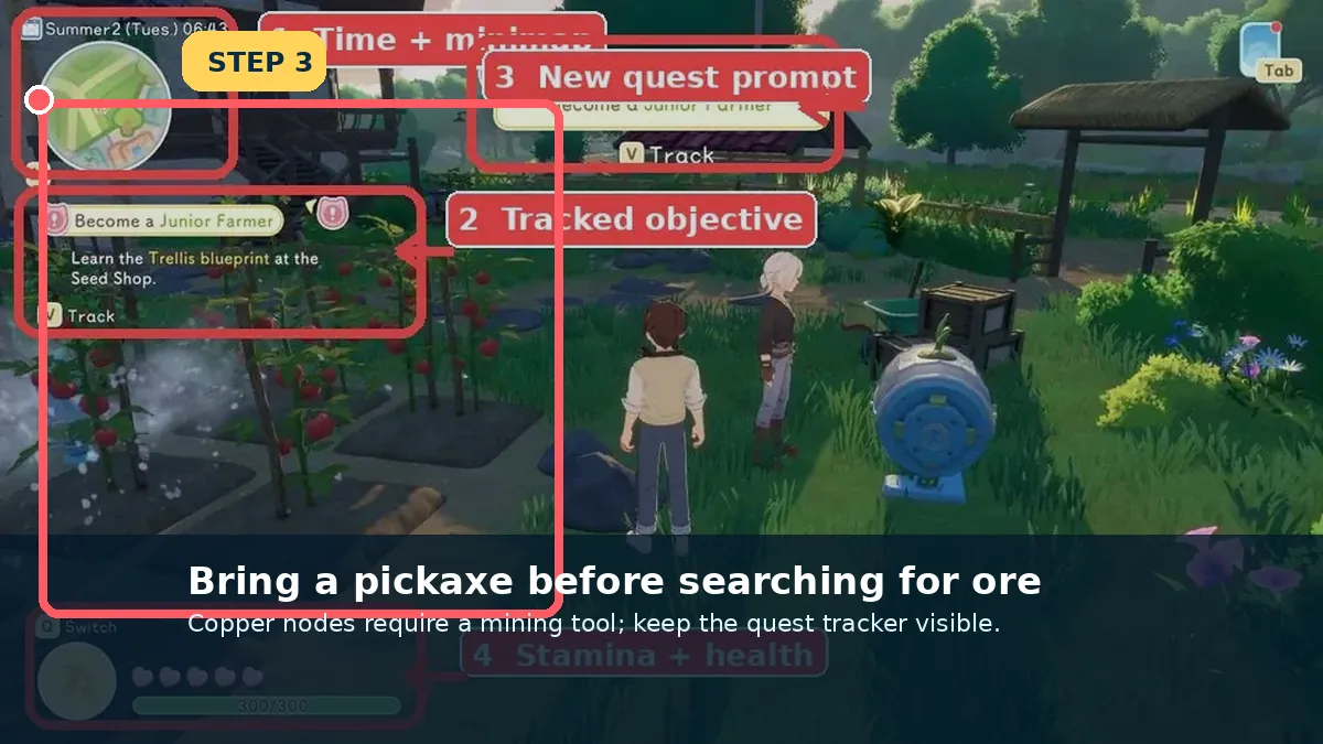 Equip a pickaxe