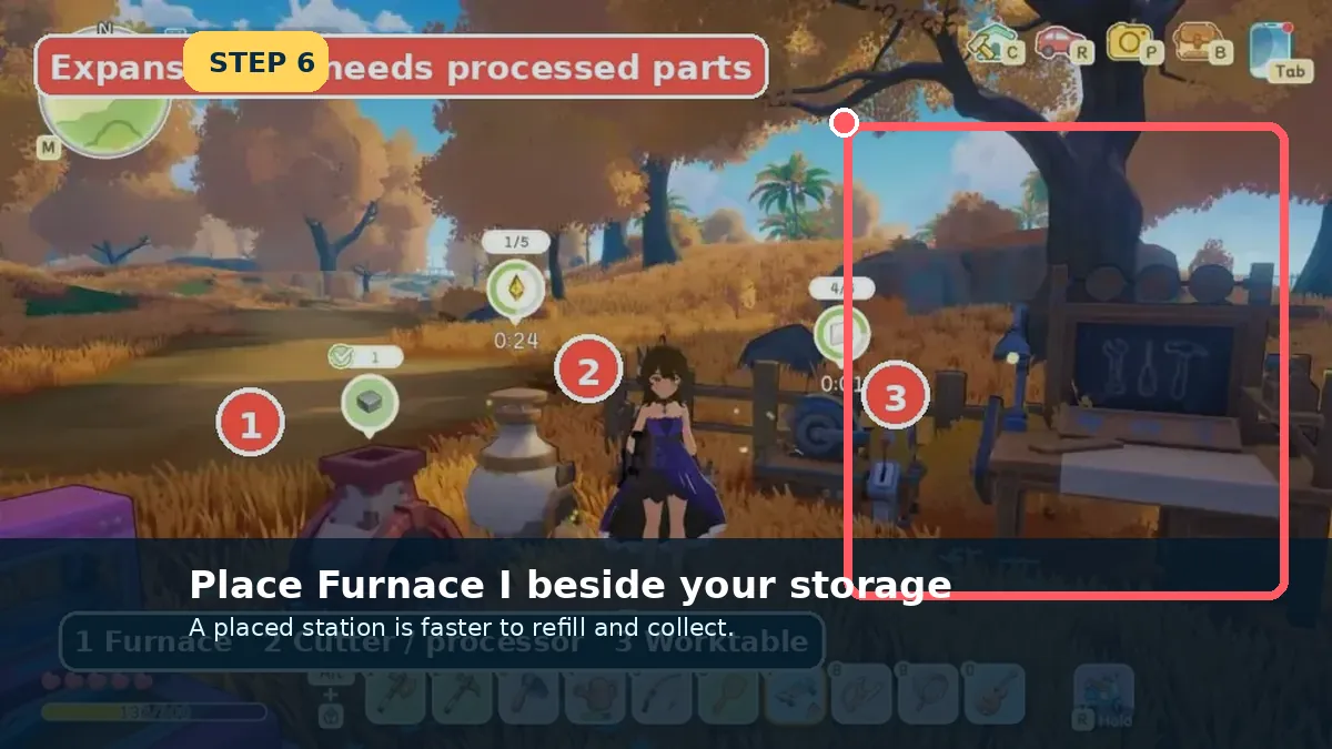 Place Furnace I near storage