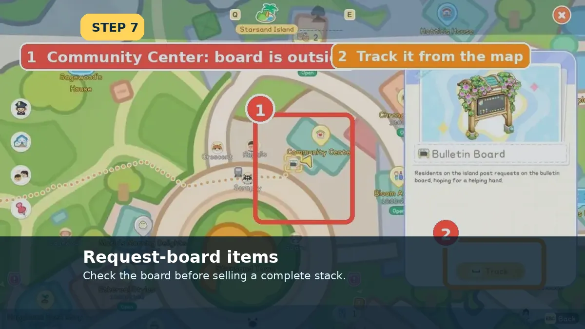 Check Request Board items before selling