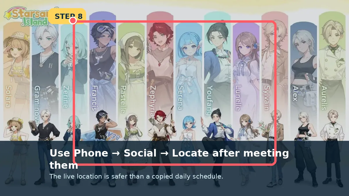 Use Social → Locate after the first meeting