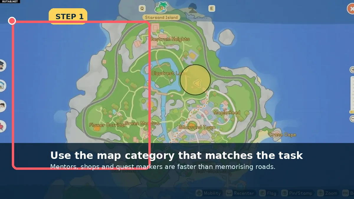 Starsand Island Map, Markers and Early Transport Guide