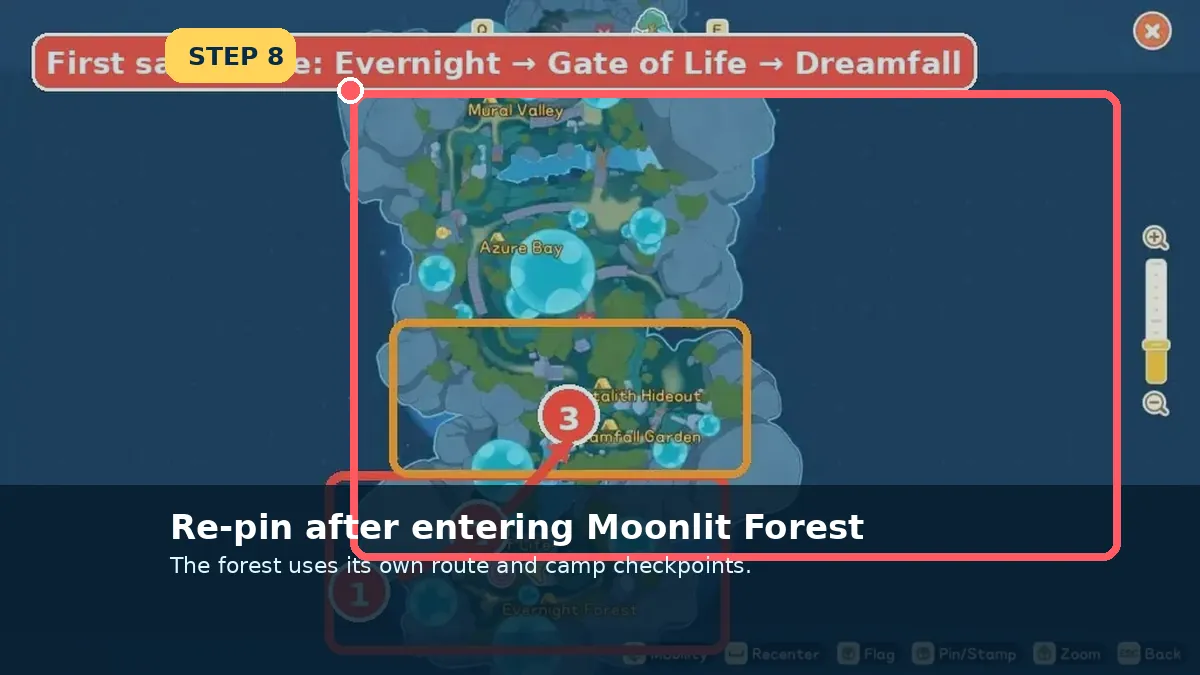 Re-pin inside Moonlit Forest